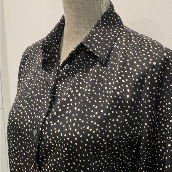Banana Republic Dillon Polka-Dot Tie Sleeve Black Blouse Size Small/Medium - Picture 6 of 14